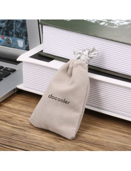 Docooler Headphones Storage Bag Travel Carrying Bag Small Drawstring Flocked Protection Pouch 10*7CM Grey