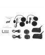 2 Sets V6-1200 Motorcycle Bluetooth Headset / Intercom 1200M Range Hands-free Interphone Helmet Headset Black for Six Motorcycle Riders US Plug